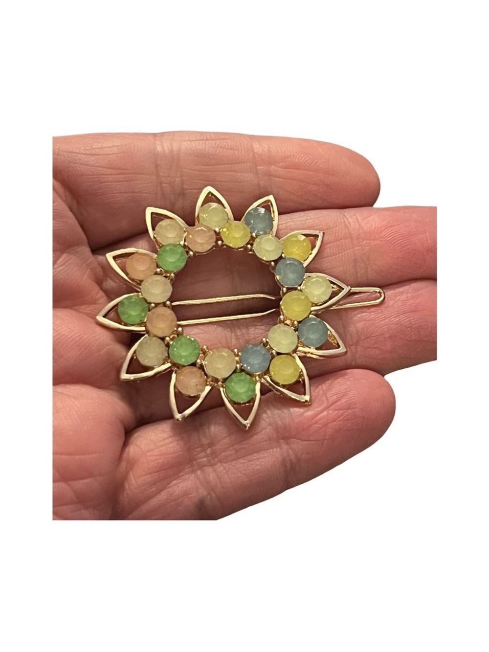 Gold Floral Hair Clip with Crystal Multicolor Sunflower 2.0”FINAL PRICE DROP